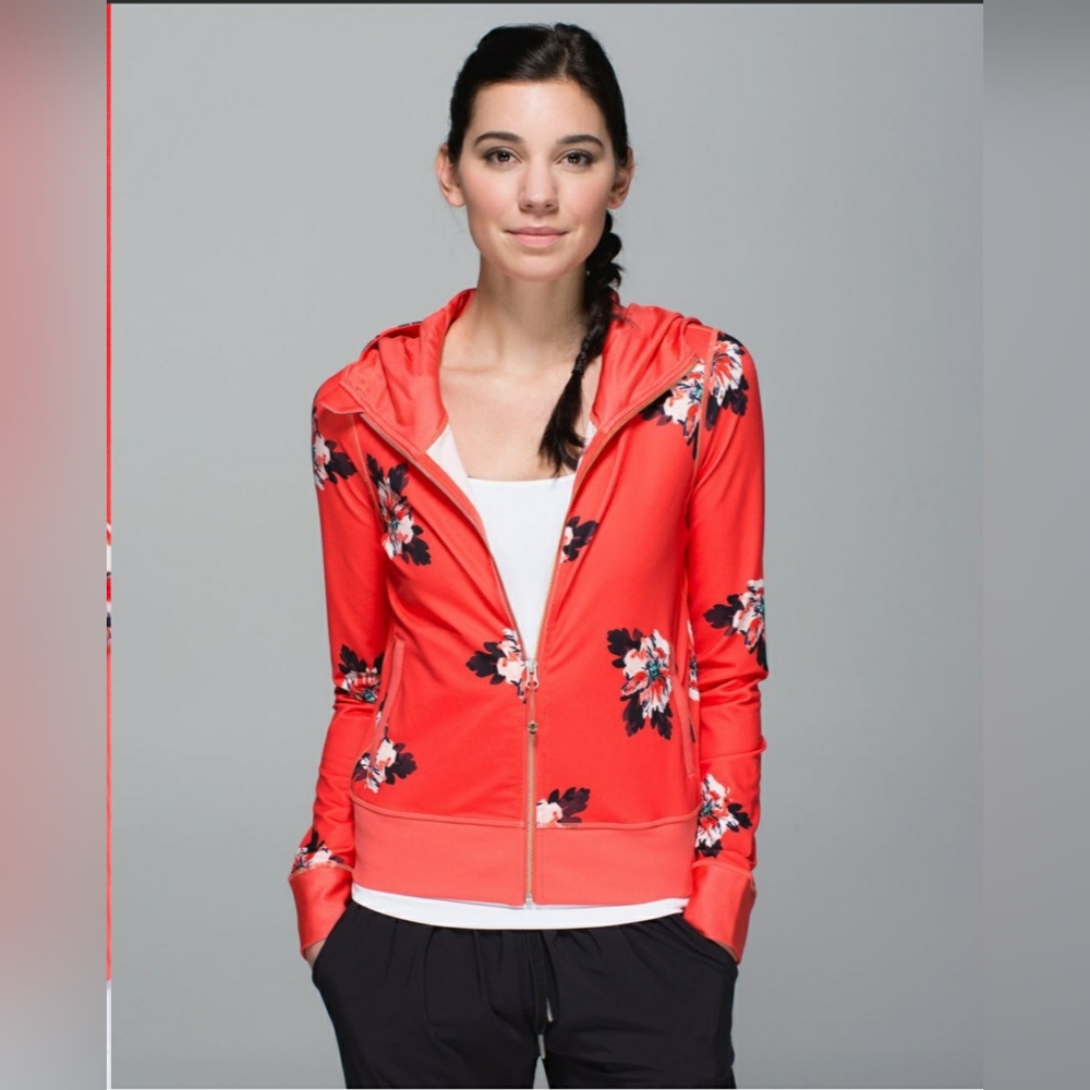 Lululemon Athletica Red Floral Hoodie